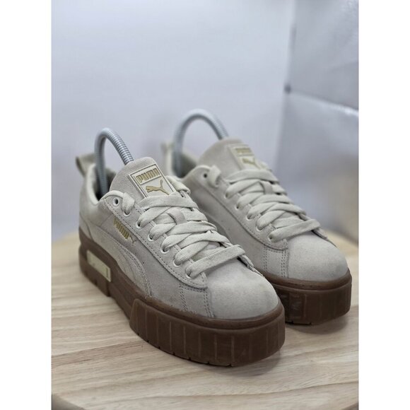 Puma Mayze Oatmeal Platform Shoes Sneakers Suede Size 6 380784-06 - Picture 5 of 9